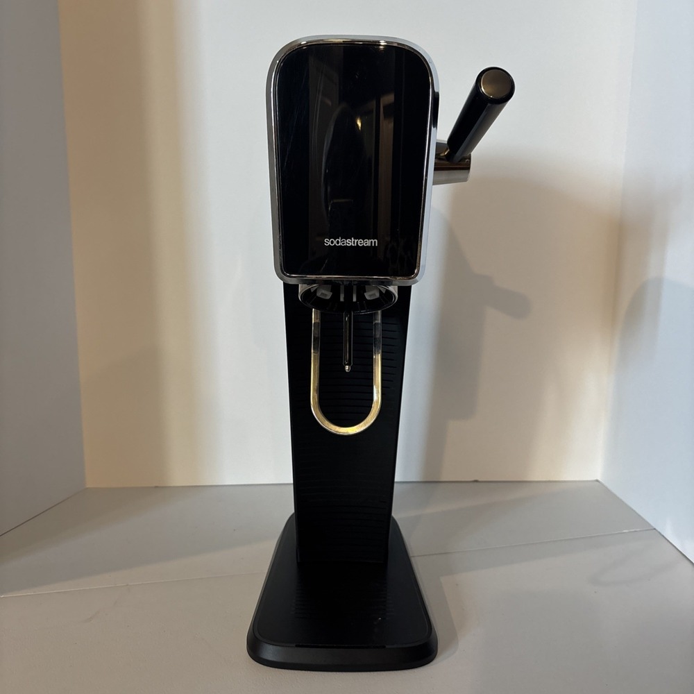 SodaStream Art Sparkling Water Maker in black, featuring a retro design